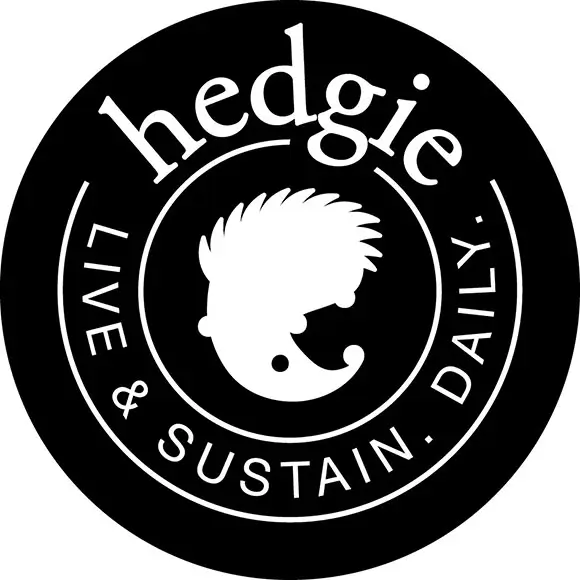 Hedgie logo stamp with “Live & Sustain Daily” tagline
