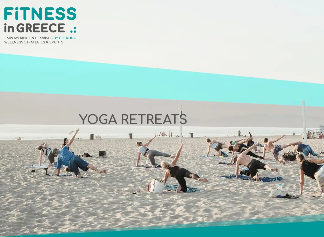 Group yoga session on the beach for Fitness in Greece retreats